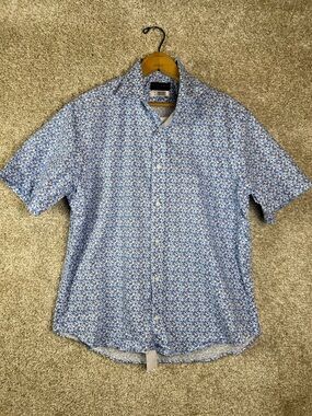 Thomas Dean Men’s Short Sleeve Button Up Paisley Design Size M NWT